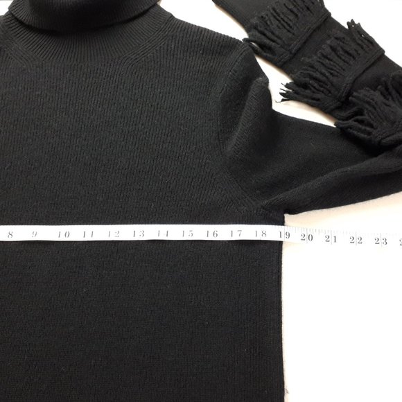 Michael Kors Black Turtleneck Fringed Sleeves Knit Dress - Picture 7 of 15